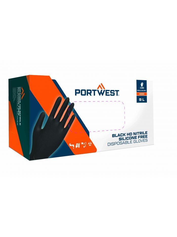 Disp 7 mil Disposable Glove (Pk100), L, R, Black