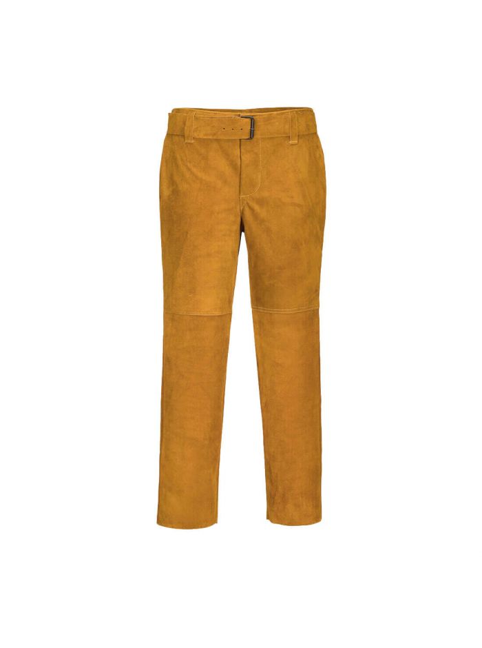 FR Leather Welding Trousers, L, R, Tan