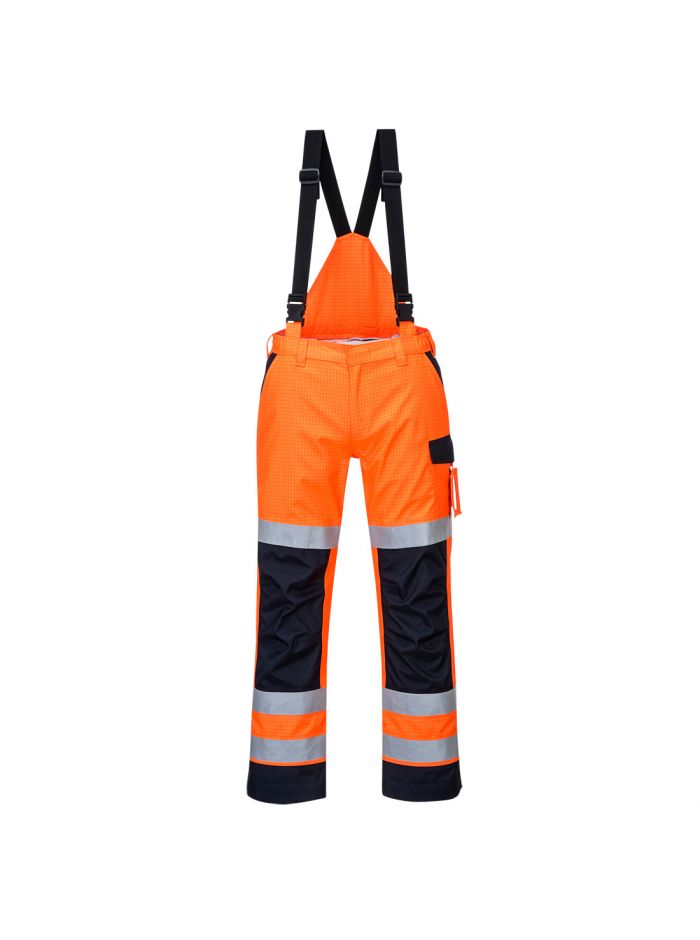 Modaflame Rain+ Hi-Vis Multi-Norm Contrast FR Trousers, L, R, Orange/Navy