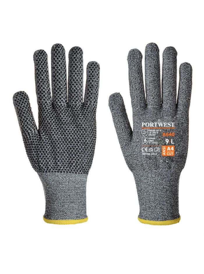 Cut D13 PVC Dot Glove, L, R, Grey