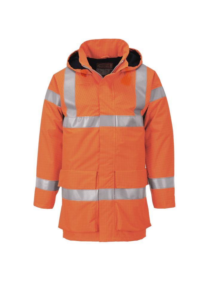 Bizflame Rain Hi-Vis FR Jacket, L, R, Orange
