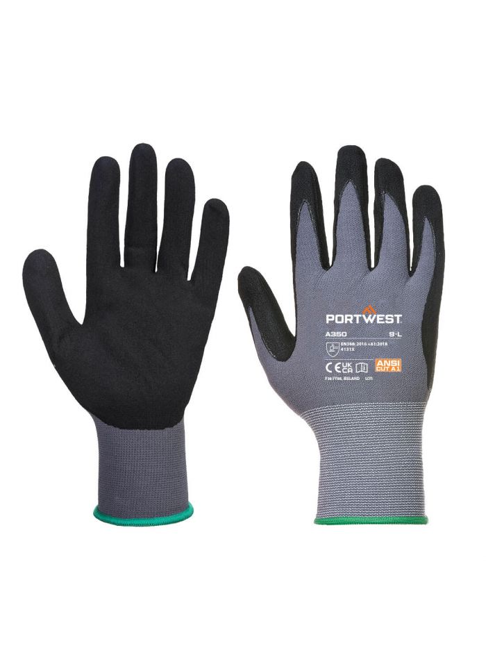 Grip 15 Nitrile Sandy Glove , L, R, Black