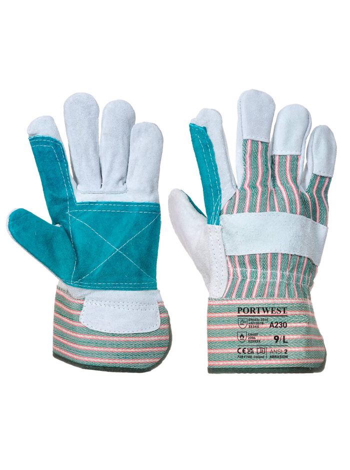 Leather Rigger 365 Cow Split Reinforced Palm Glove, XL, R, Grey
