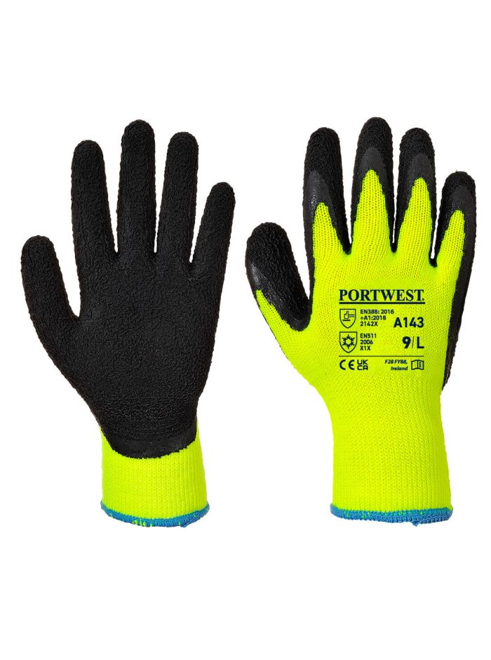 Cold 10 Latex Foam Glove , L, R, Yellow/Black