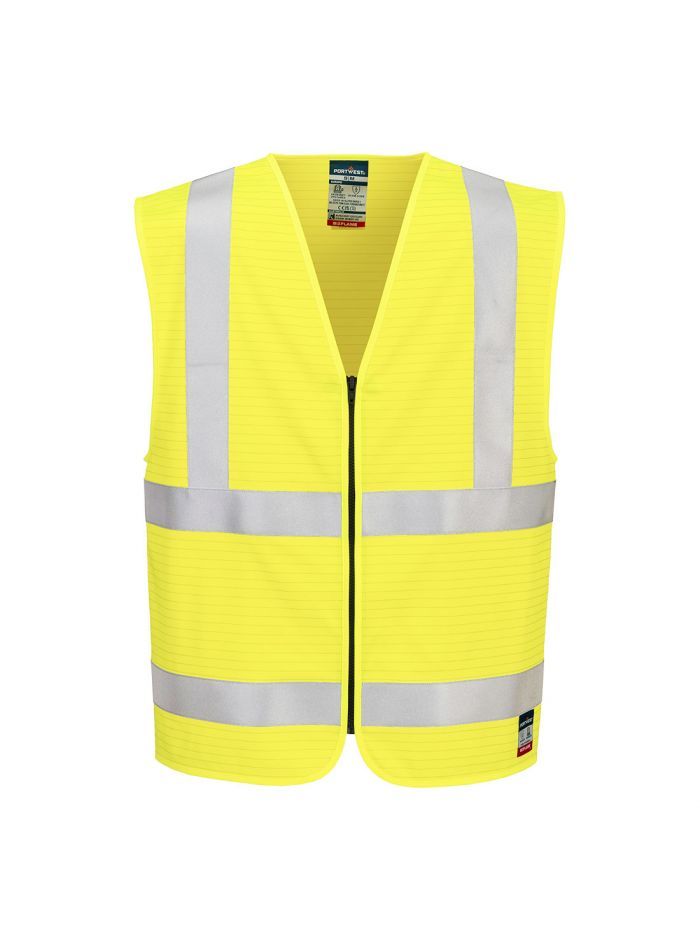 Bizflame Hi-Vis FR Zipped Vest, L/XL, R, Yellow