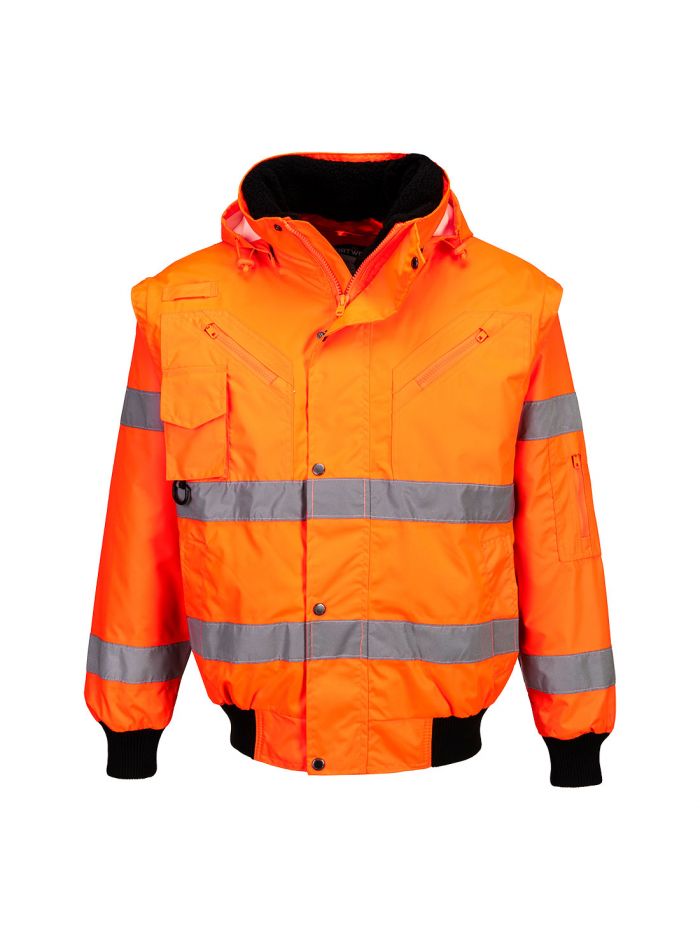 Hi-Vis 3-in-1 Bomber Jacket , L, R, Orange