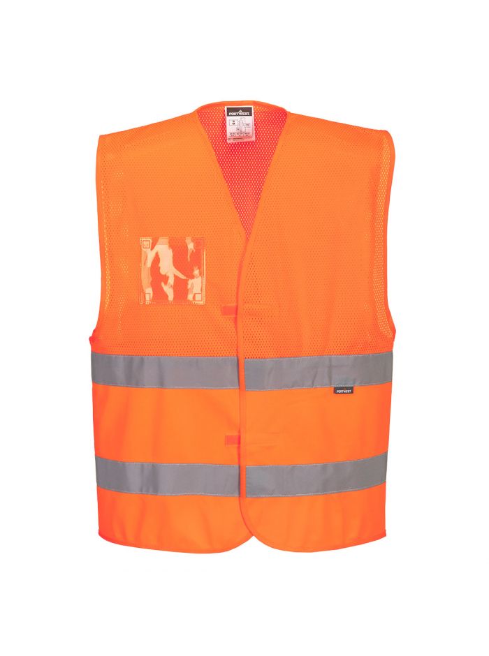 Hi-Vis Half Mesh Two Band Vest , 4X/5X, R, Orange