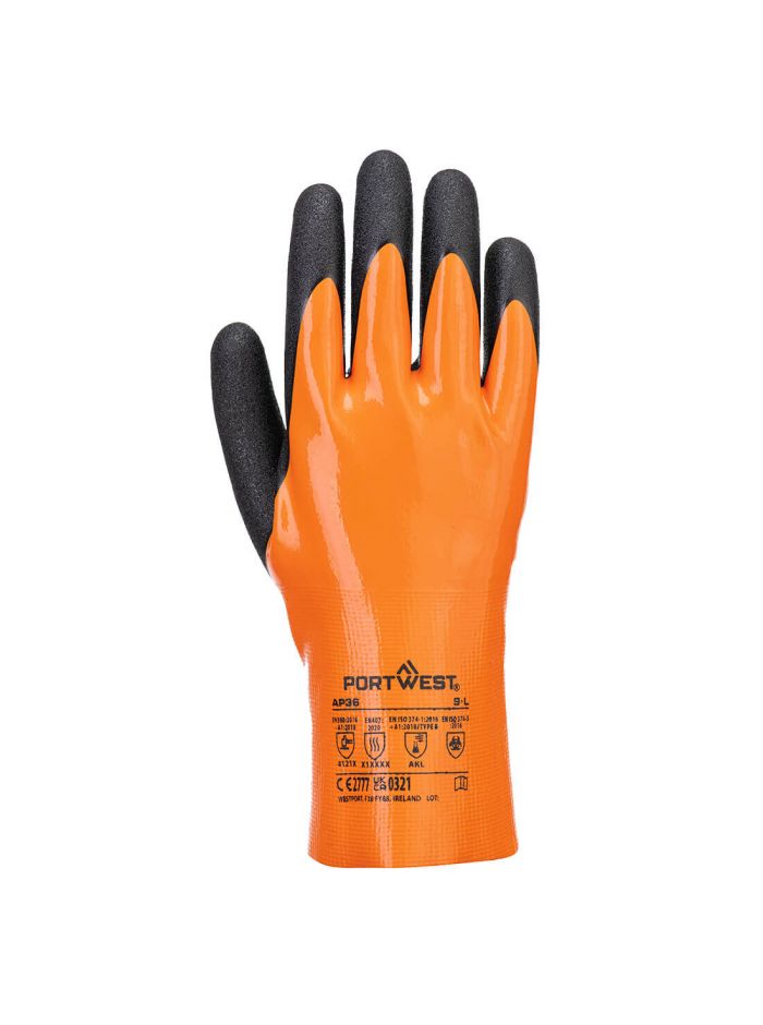 Grip 15 Nitrile Double Gauntlet , L, R, Orange/Black