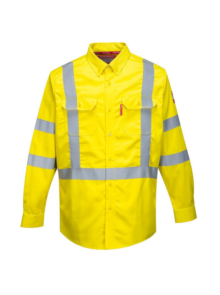 Bizflame 88/12 Hi-Vis Lightweight FR Shirt, L, R, Yellow