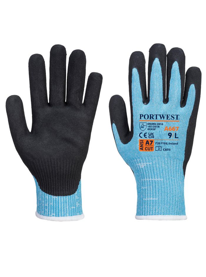 Claymore Cut F13 Nitrile Glove, M, R, Blue/Black