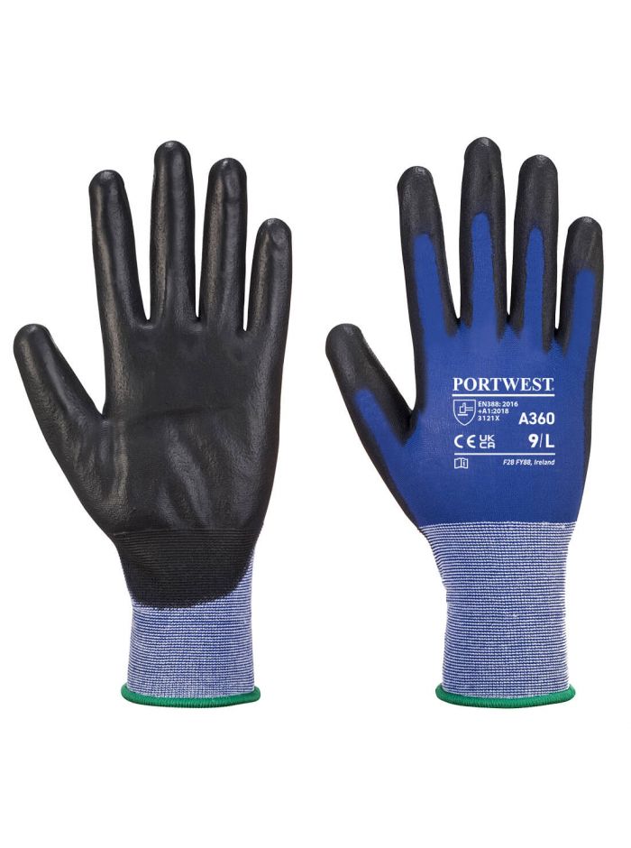 Grip 18 PU Glove, L, R, Blue/Black