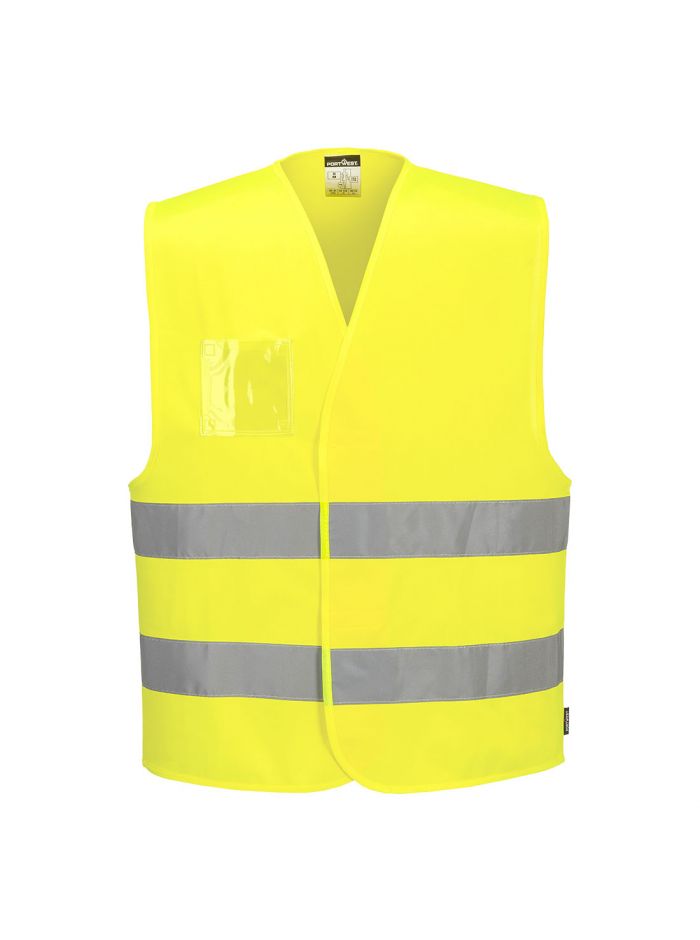 Hi-Vis Two Band Dual ID Holder Vest , L/XL, R, Yellow