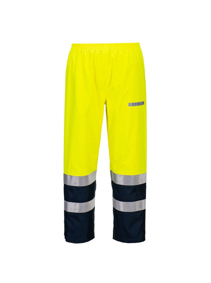 Bizflame Rain+ Hi-Vis Multi-Norm Contrast FR Trouser, L, R, Yellow/Navy