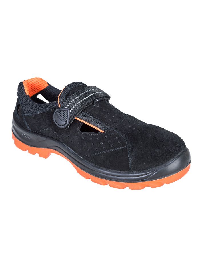 Steel Cow Suede Leather Sandal S1 SR FO, 36, R, Black