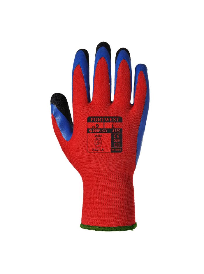 Grip 13 Latex Double Coated Glove , L, R, Red/Blue