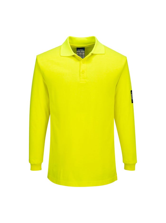 Modaflame Knit FR Long Sleeve Polo Shirt, L, R, Yellow