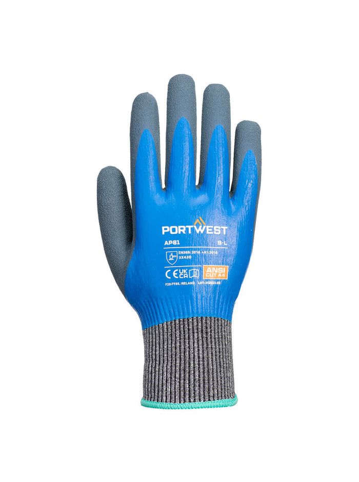 Cut D13 Latex Aqua Glove, L, R, Blue