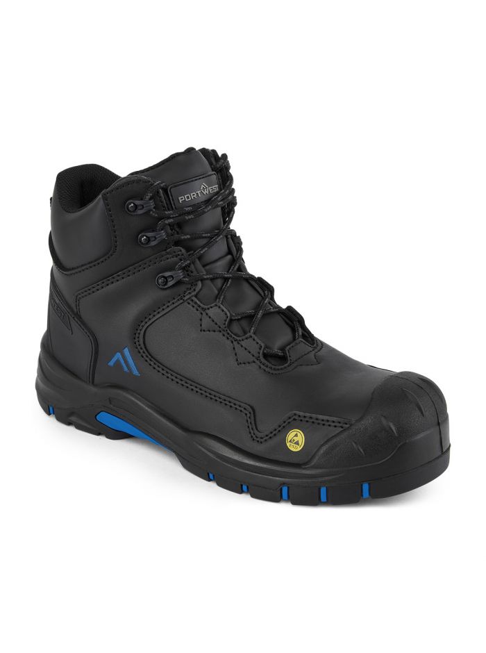 Composite Action Leather Mid Boot S3S ESD HRO SR SC FO, 35, B, Black/Blue