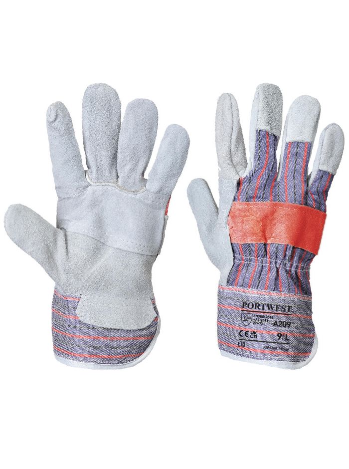 Leather Rigger 300 Cow Split Palm Bar Glove, XL, R, Grey