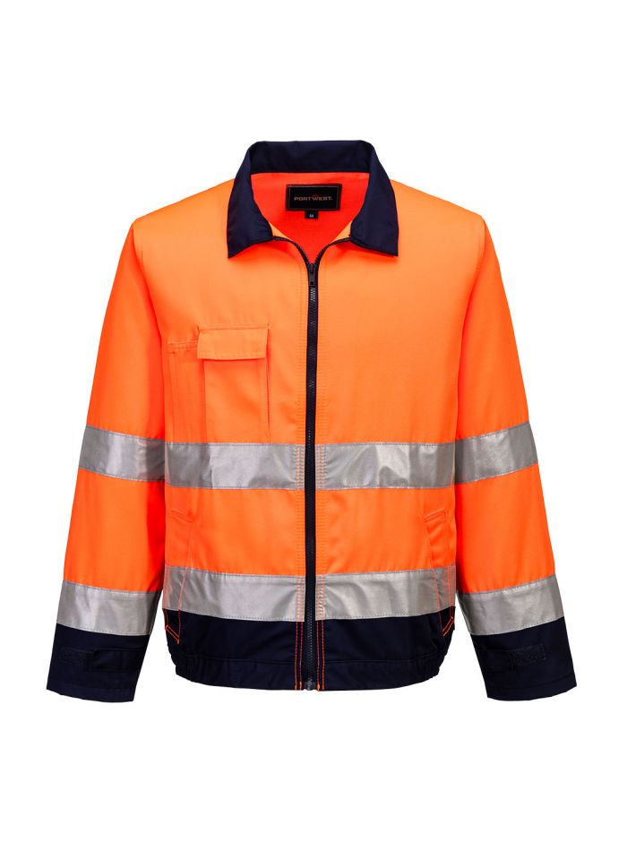 Madrid Hi-Vis Contrast Bomber Jacket , L, R, Orange/Navy