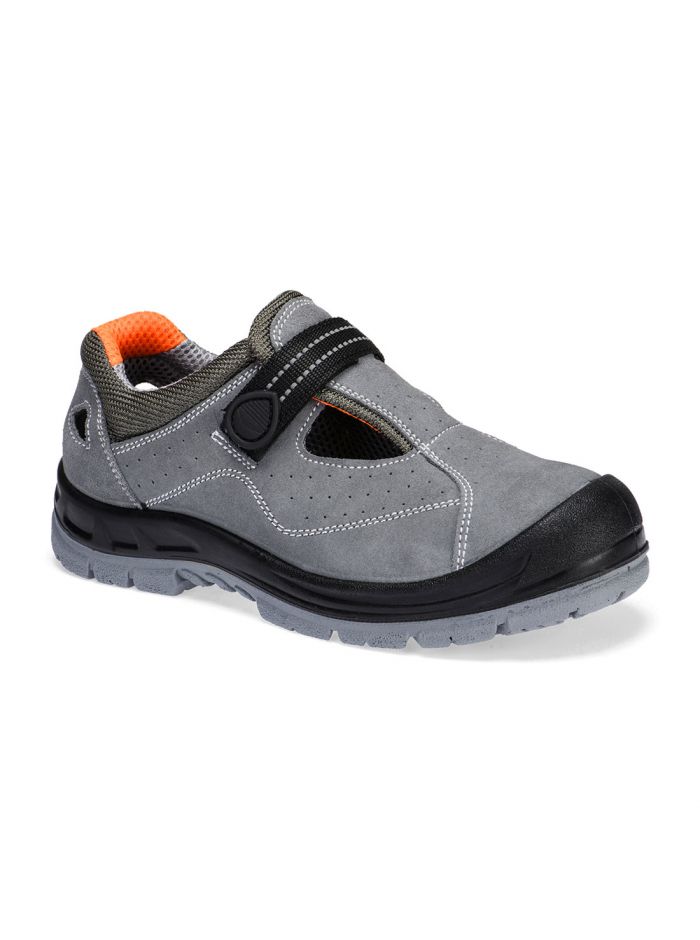Steel Cow Suede Leather Sandal S1 SR FO, 35, R, Grey
