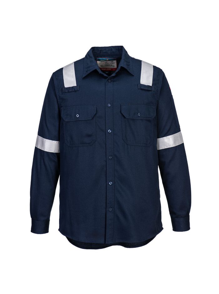 Bizflame Work Lightweight FR Shirt, L, R, Navy