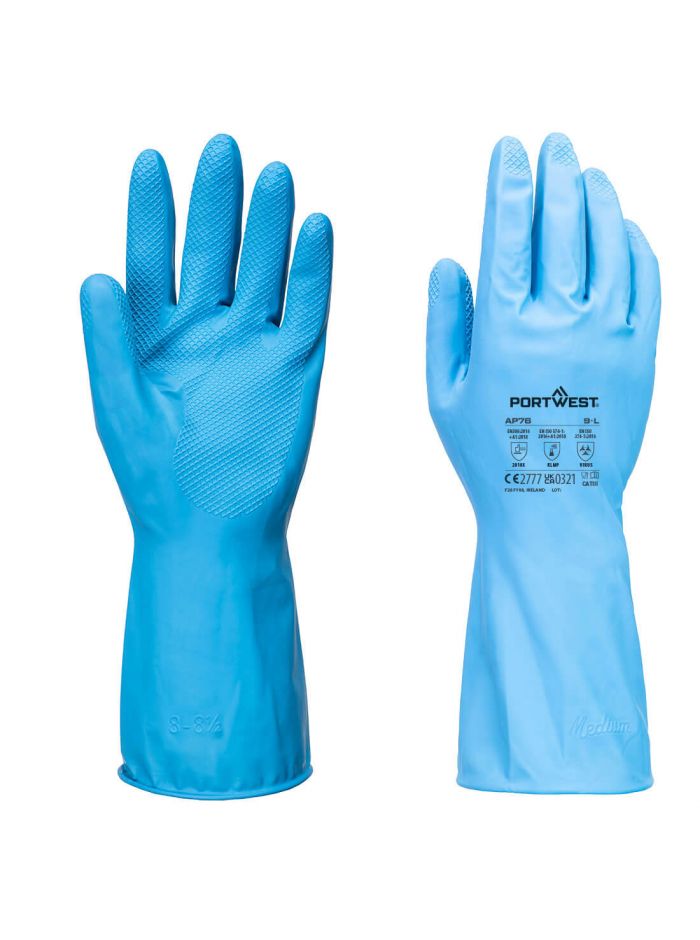 FD Chemical B Latex Light Gauntlet (Pk12), L, U, Blue