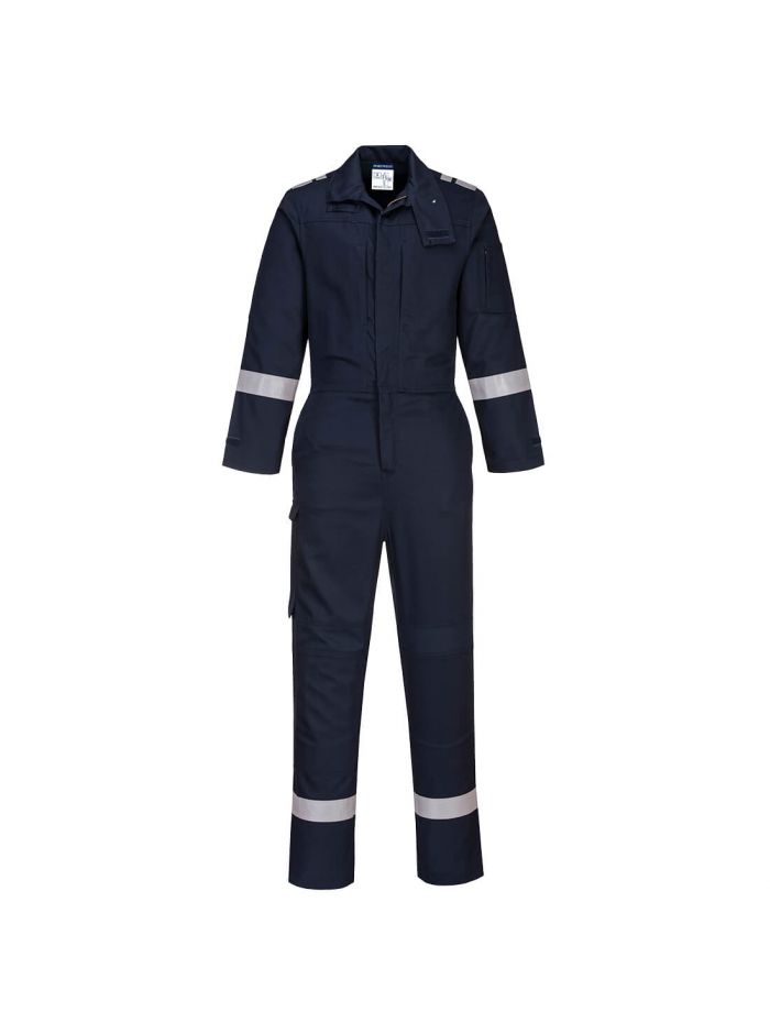 Bizflame Work Stretch Panelled FR Coverall, L, R, Navy
