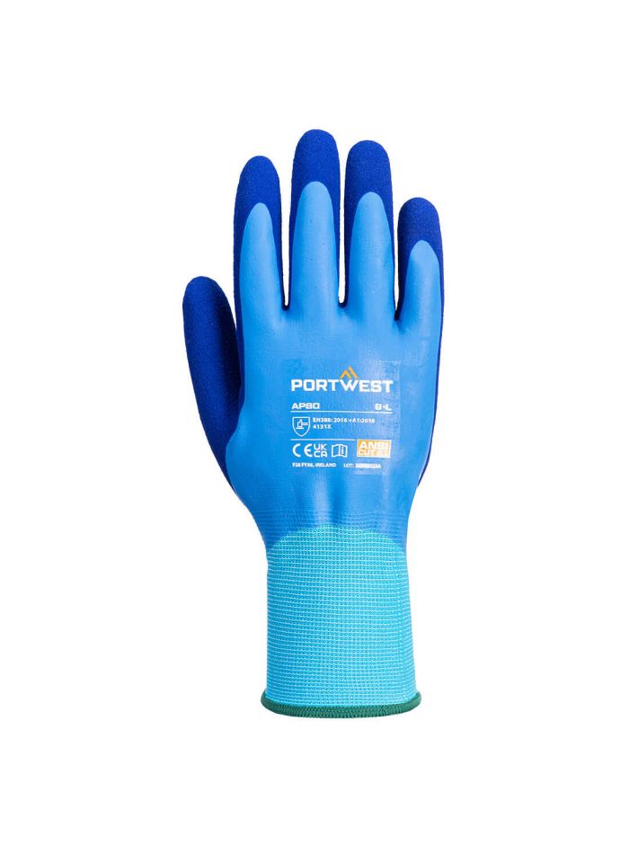 Grip 13 Latex Foam Aqua Glove , L, R, Blue