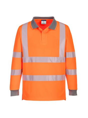 Eco Hi-Vis Polo Shirt L/S (6 Pack) , L, R, Orange