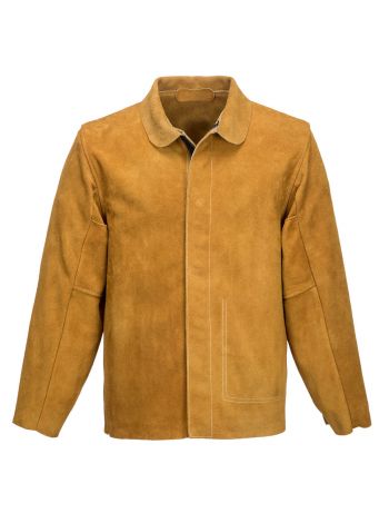 FR Leather Welding Jacket, L, R, Tan