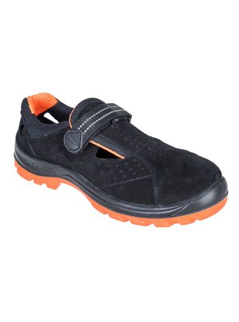 Steel Cow Suede Leather Sandal S1 SR FO, 36, R, Black