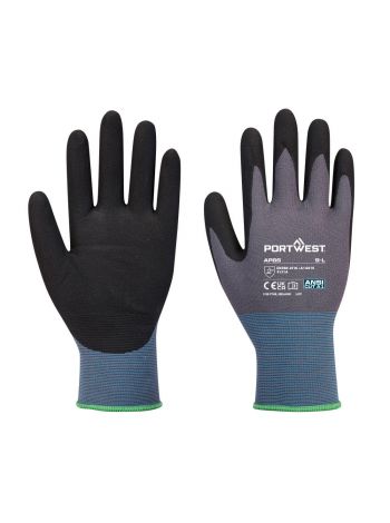 Grip 15 Nitrile Foam Texpel Glove, L, R, Black/Grey