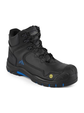 Composite Action Leather Mid Boot S3S ESD HRO SR SC FO, 35, B, Black/Blue