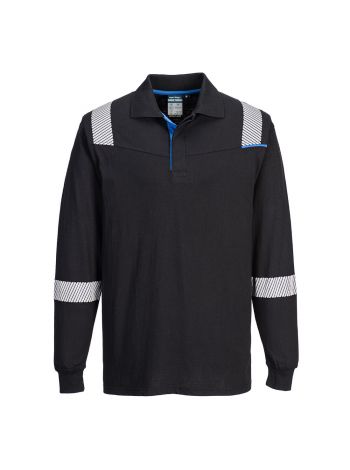 WX3 Modaflame Knit FR Long Sleeve Polo Shirt, L, R, Black