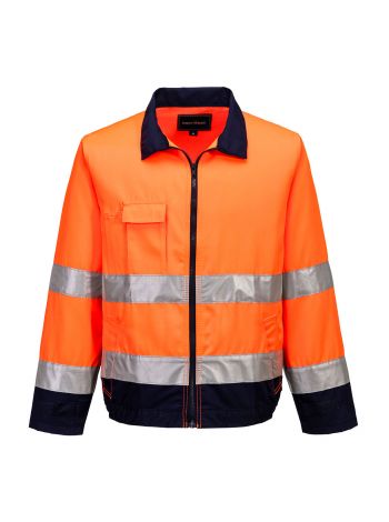 Madrid Hi-Vis Contrast Bomber Jacket , L, R, Orange/Navy