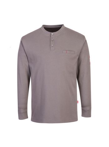 Bizflame Knit FR Long Sleeve Henley, L, R, Grey